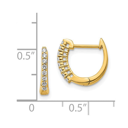 14k Yellow Gold Gold Polished Diamond Hinged Hoop Earrings