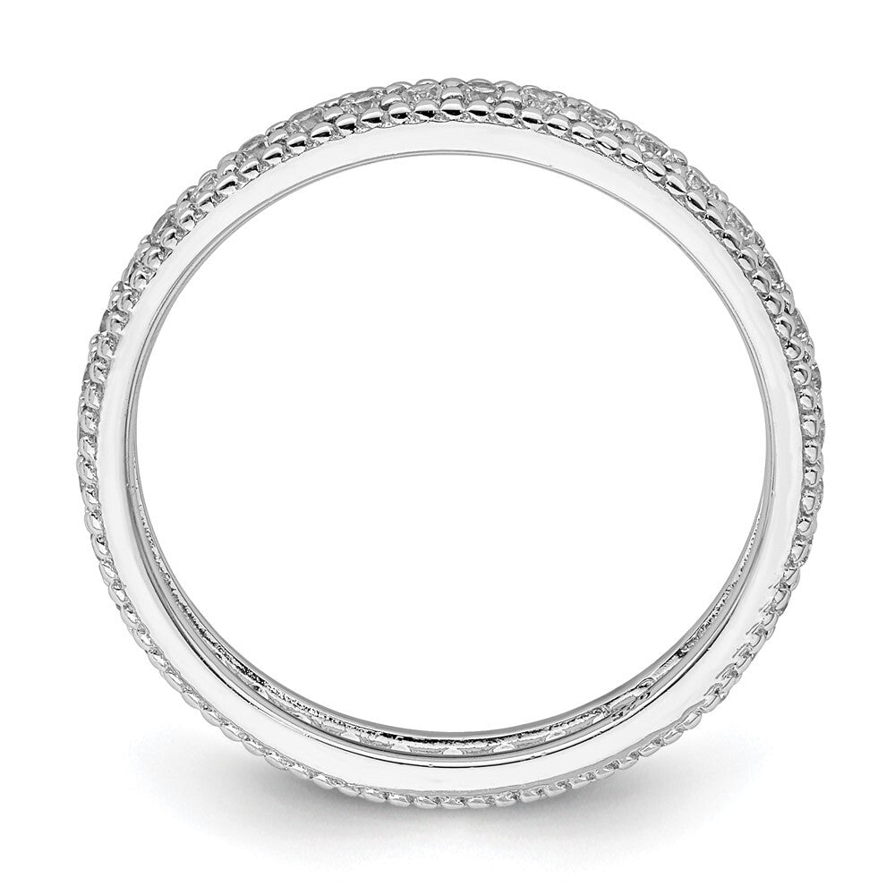 Sterling Silver Rhodium Plated Cubic Zirconia Ring Size 7