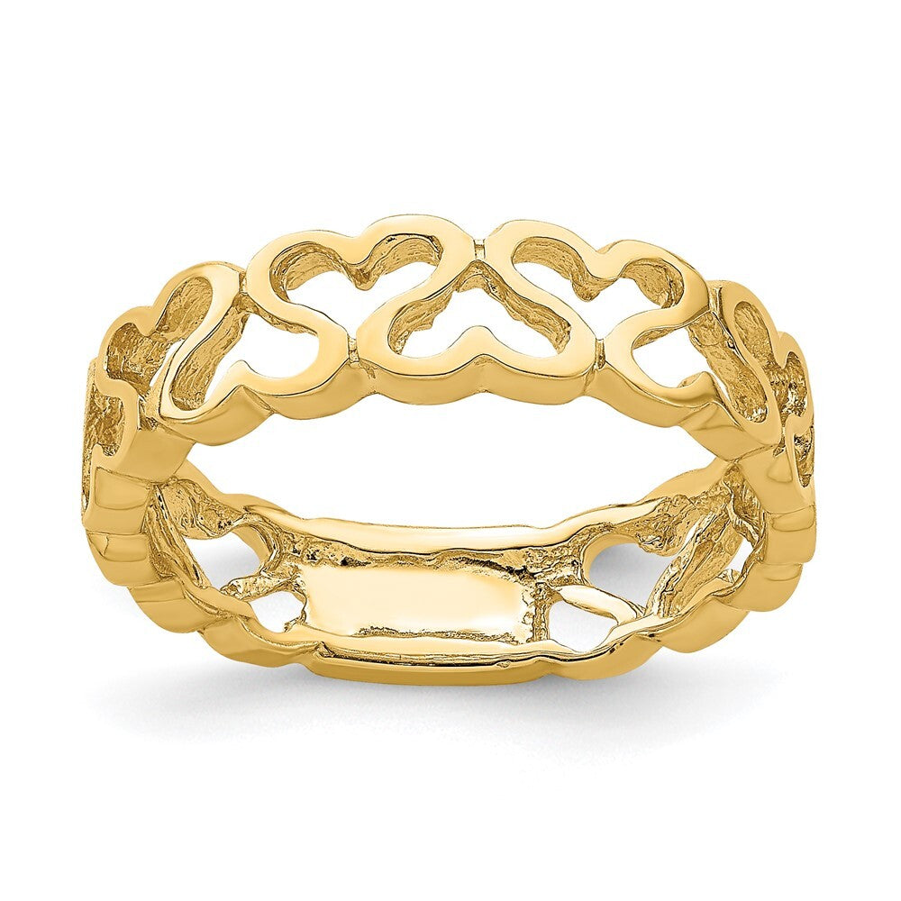 14K Yellow Gold Polished Heart Band Size 7