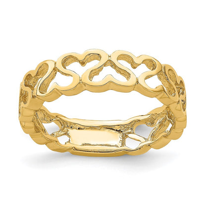 14K Yellow Gold Polished Heart Band Size 7