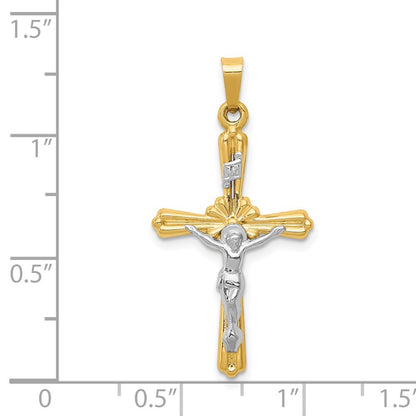 14k Two-tone Gold Polished Inri Crucifix Pendant for Women