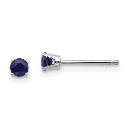 14k White Gold 3mm Sapphire Stud Earrings Gift for Women