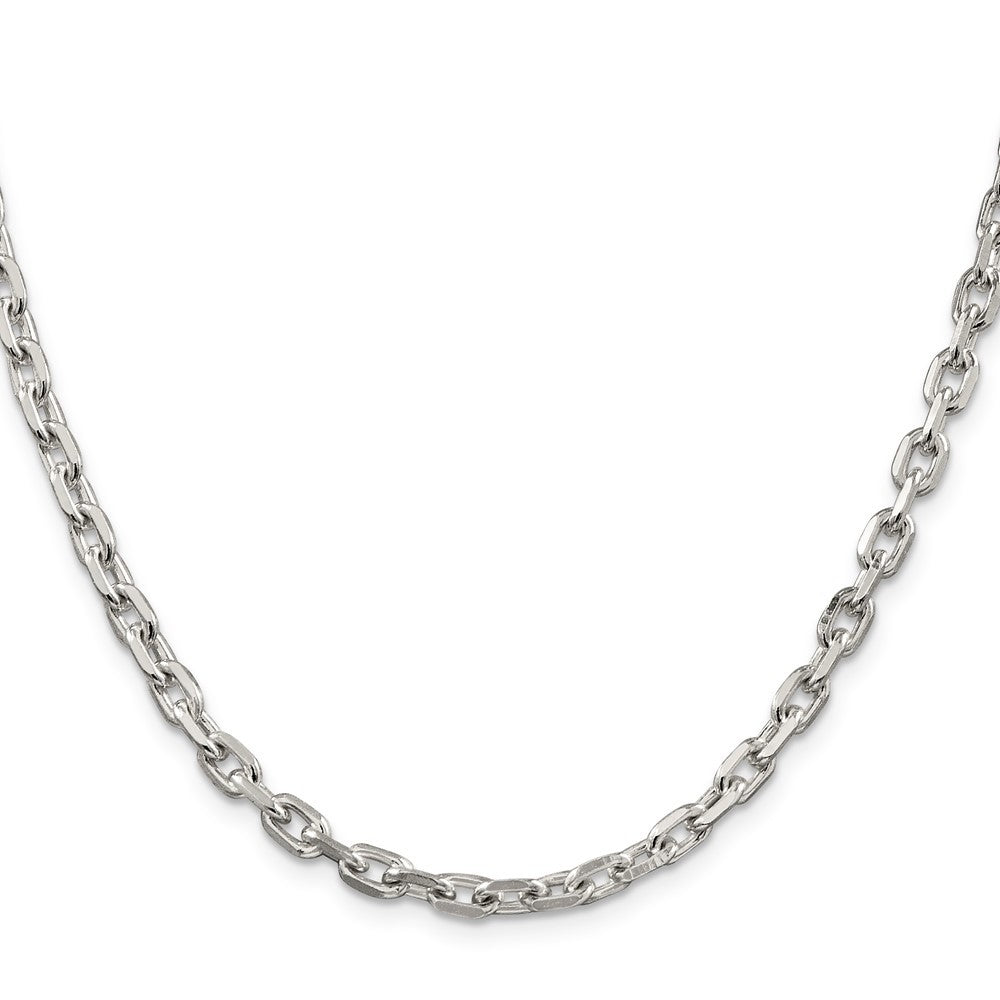Sterling Silver 4.9mm Beveled Oval Cable Chain Necklace