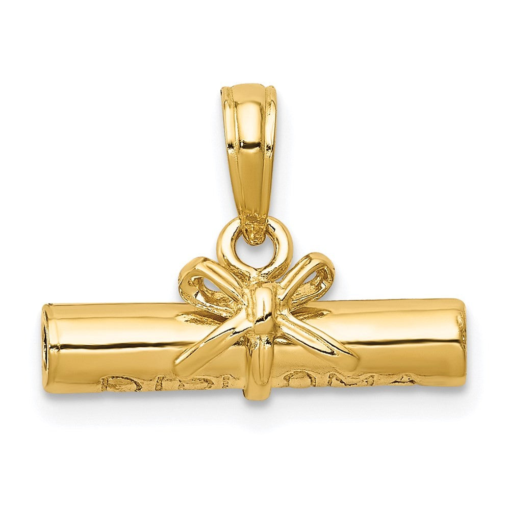 14k Yellow Gold 3-D Hollow Polished DIPLOMA Pendant