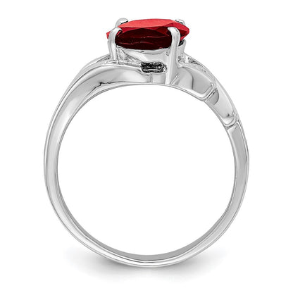 Sterling Silver Rhodium-plated Garnet Ring Size 7