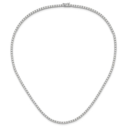 Sterling Silver Rhodium-plated Polished CZ Tennis Necklace