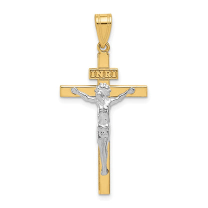 14k Two-tone Gold INRI Crucifix Pendant for Women