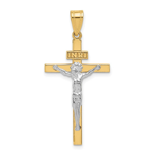 14k Two-tone Gold INRI Crucifix Pendant for Women