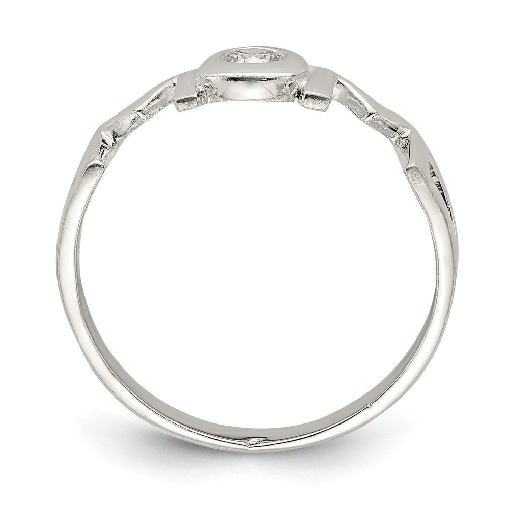 Sterling Silver & Cubic Zirconia Polished Mom Ring Size 7