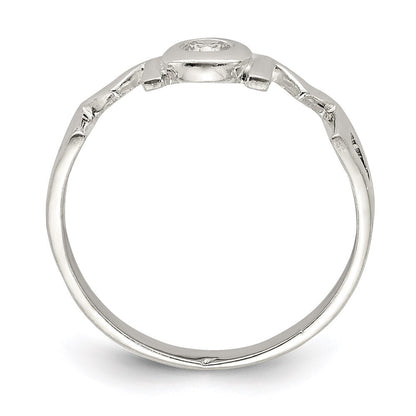 Sterling Silver & Cubic Zirconia Polished Mom Ring Size 7
