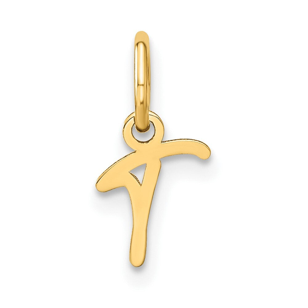 14k Yellow Gold Upper case Letter T Initial Charm Pendant for Women