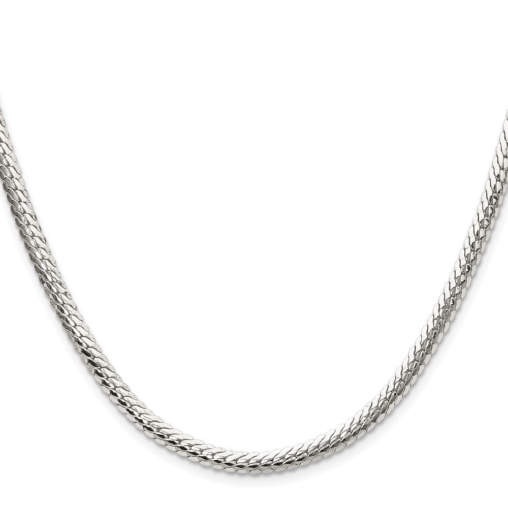 Sterling Silver Polished 4.1mm Double Oval Flat Chain Necklace