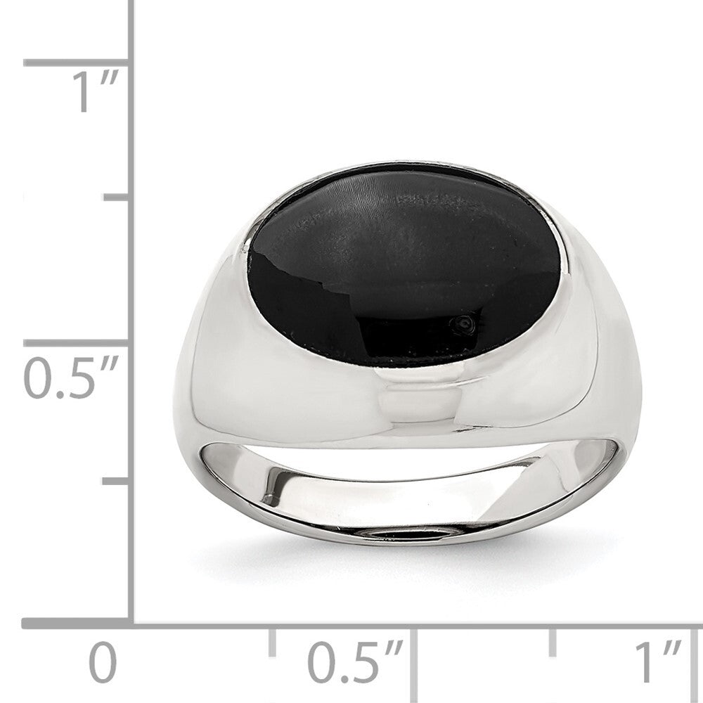 Sterling Silver Polished Black Onyx Ring Size 6