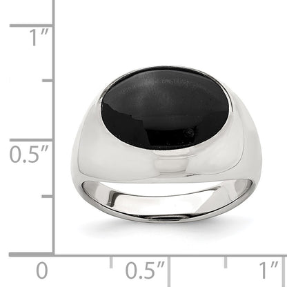 Sterling Silver Polished Black Onyx Ring Size 6