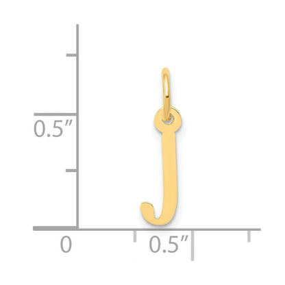 14k Yellow Gold Small Slanted Block Letter J Initial Charm Pendant for Women