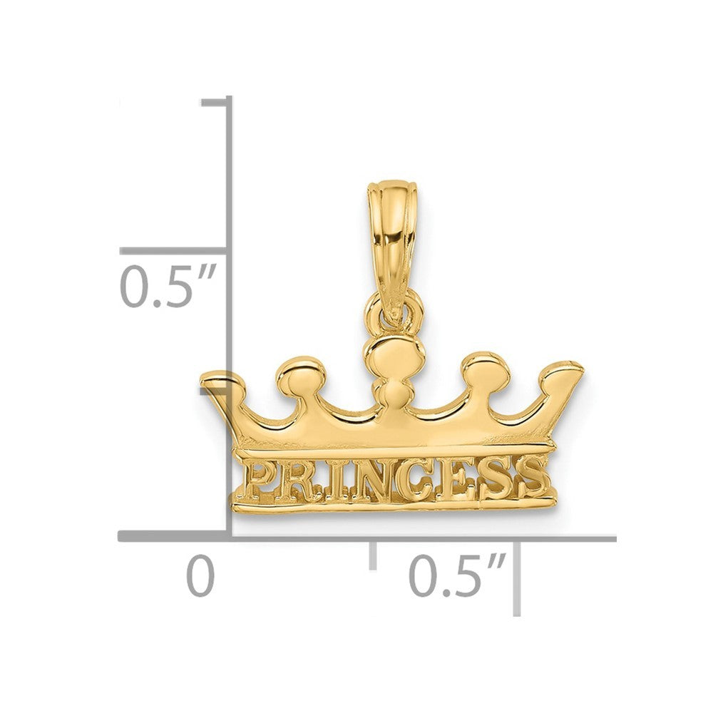 14k Yellow Gold Polished PRINCESS Crown Charm