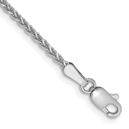 14K White Gold 6 inch 1.7mm Diamond-cut Spiga Chain Bracelet