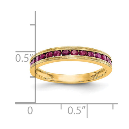 14K Yellow Gold Yellow Gold Ruby Complete Channel Band Size 7