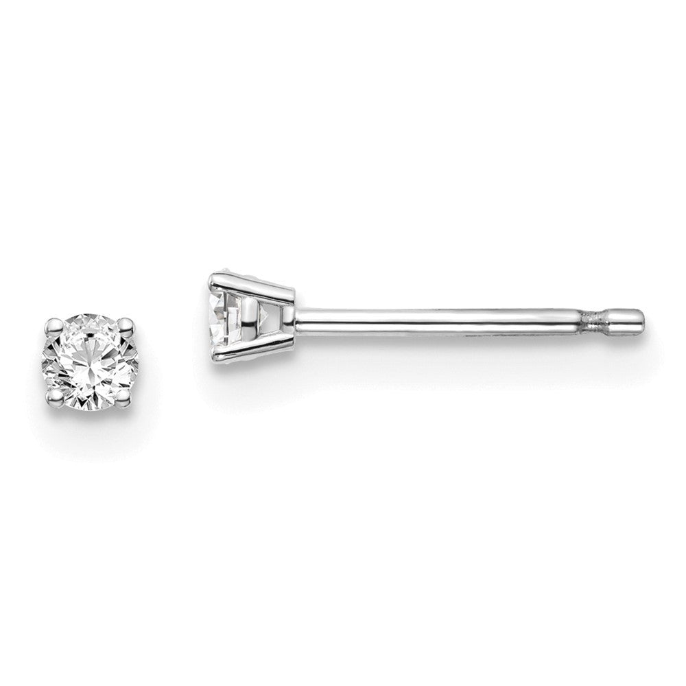 14K White Gold .10ct I1 J-K Diamond Stud Push-on Earrings