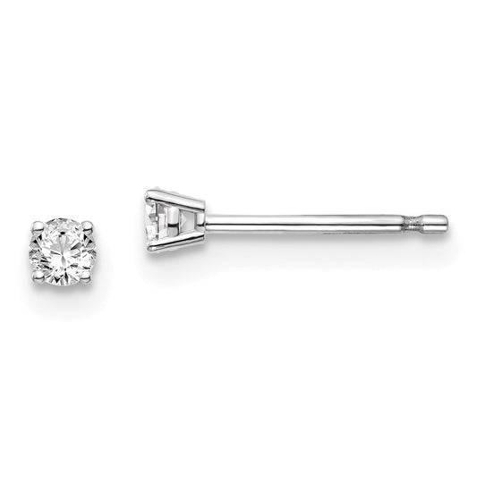 14K White Gold .10ct I1 J-K Diamond Stud Push-on Earrings