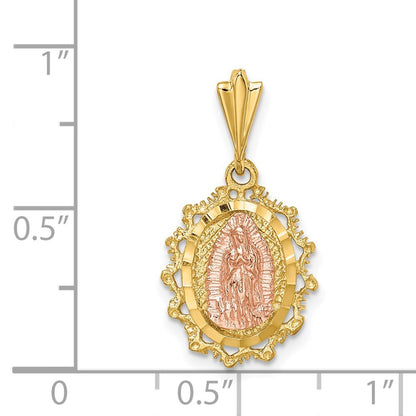 14k Two-tone Gold Polished St. Mary Medal Pendant for Women