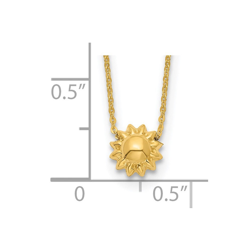 14k Yellow Gold Polished Puffed Sun 16.5 inch Necklace