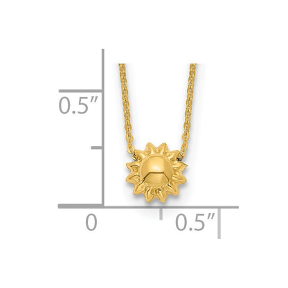 14k Yellow Gold Polished Puffed Sun 16.5 inch Necklace