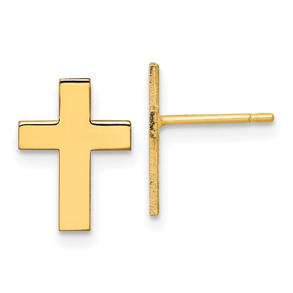 14k Yellow Gold Polished Cross Earrings