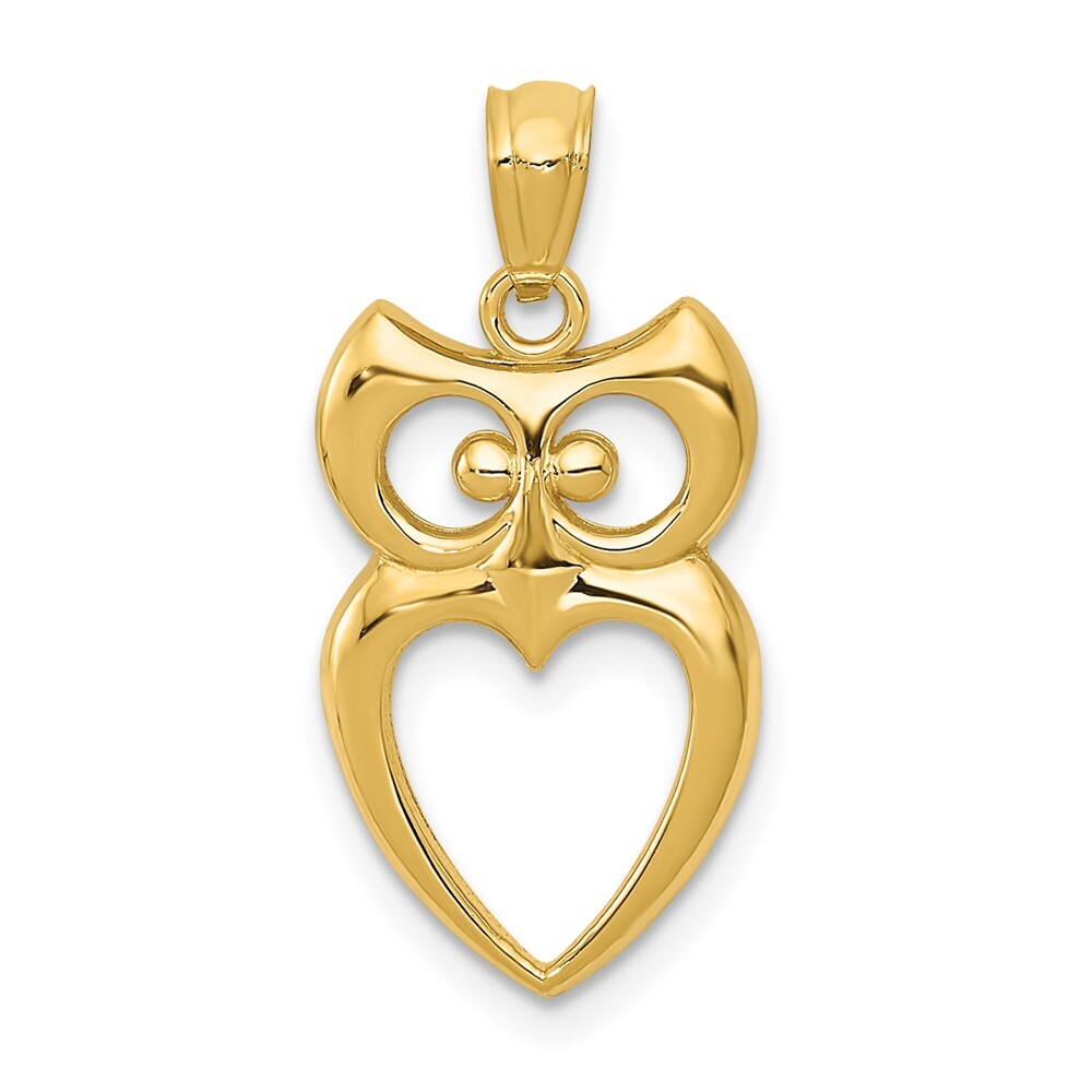 14k Yellow Gold Gold Polished Cut-out Owl Pendant for Women