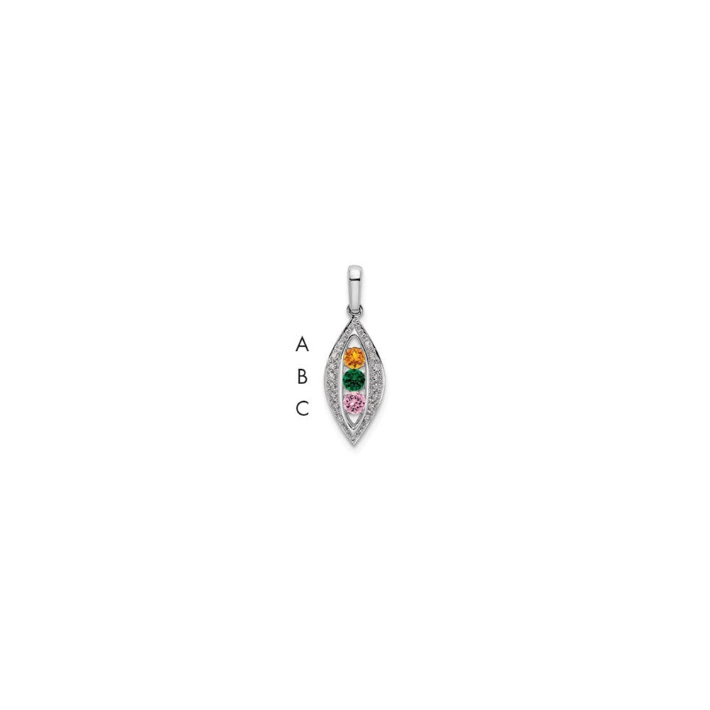 14k White Gold Family Jewelry Diamond Semi-Set Pendant for Women