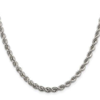 Sterling Silver Rhodium-plated 4.3mm Solid Rope Chain