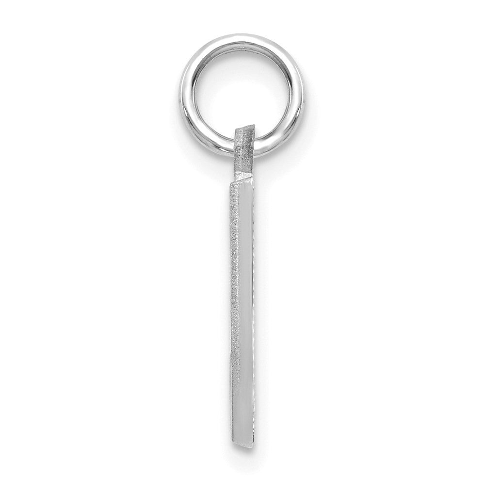 14k White Gold Satin Diamond-cut Letter J Initial Charm Pendant