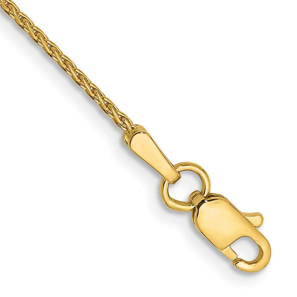 14k Yellow Gold 10 inch 1mm Diamond-cut Parisian Wheat with Lobster Clasp Anklet