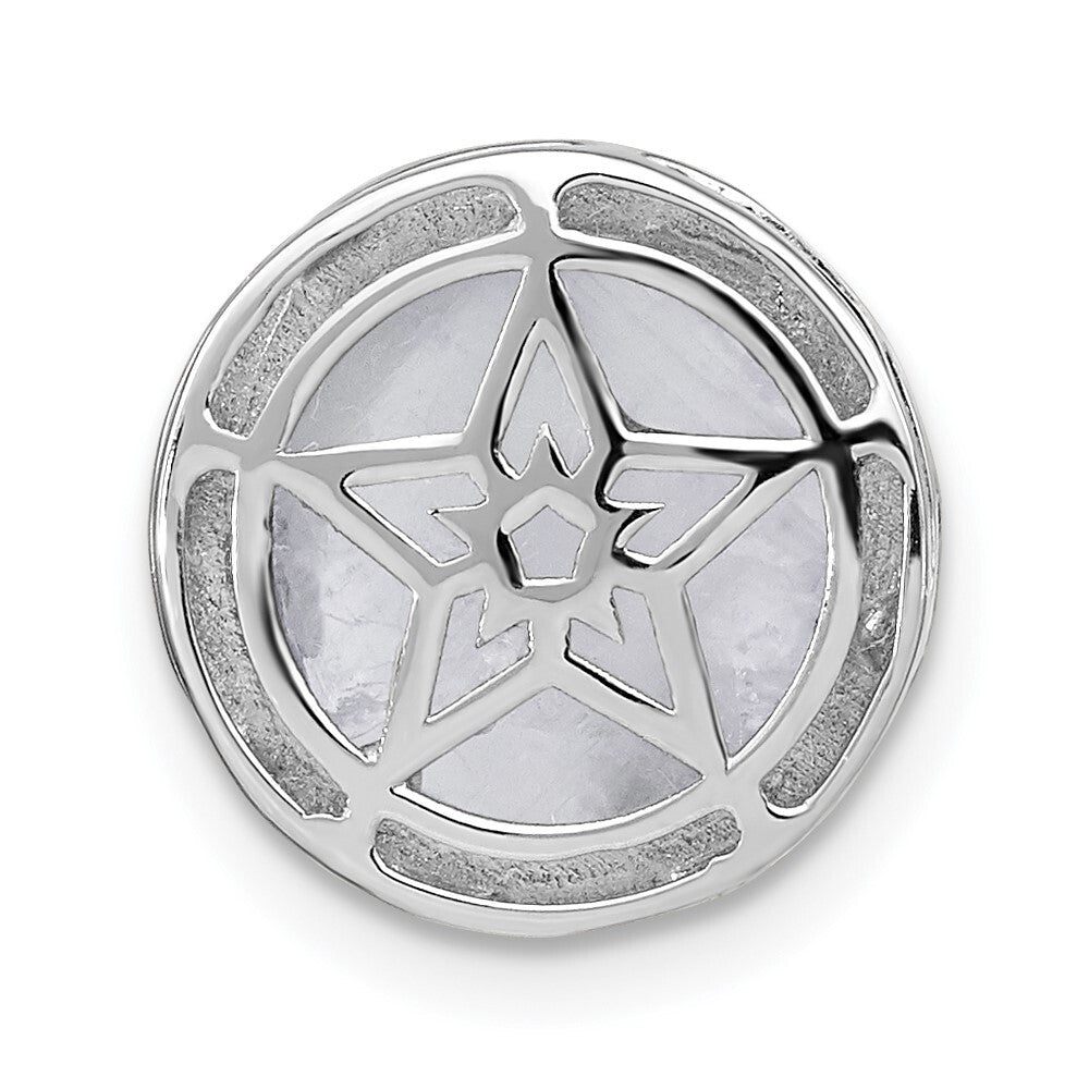 14k White Gold Diamond and Moonstone Moon & Star Chain Slide Pendant for Women