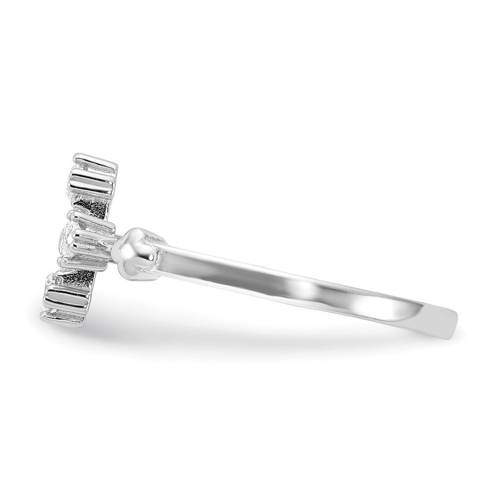 Sterling Silver Flash Platinum-plated CZ Cross Ring Size 7