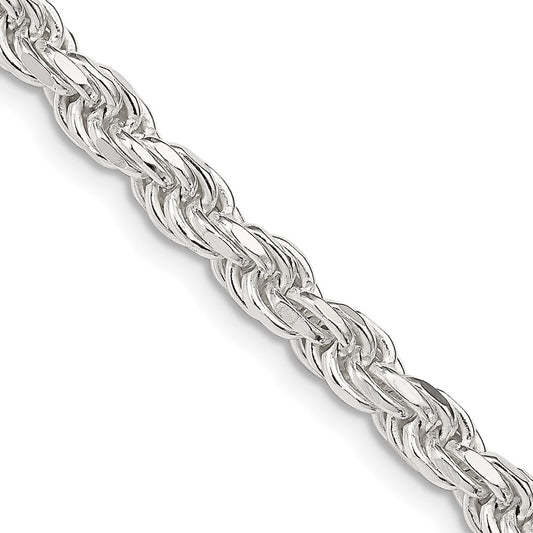 Sterling Silver 4.6mm Diamond-cut Rope Chain Necklace