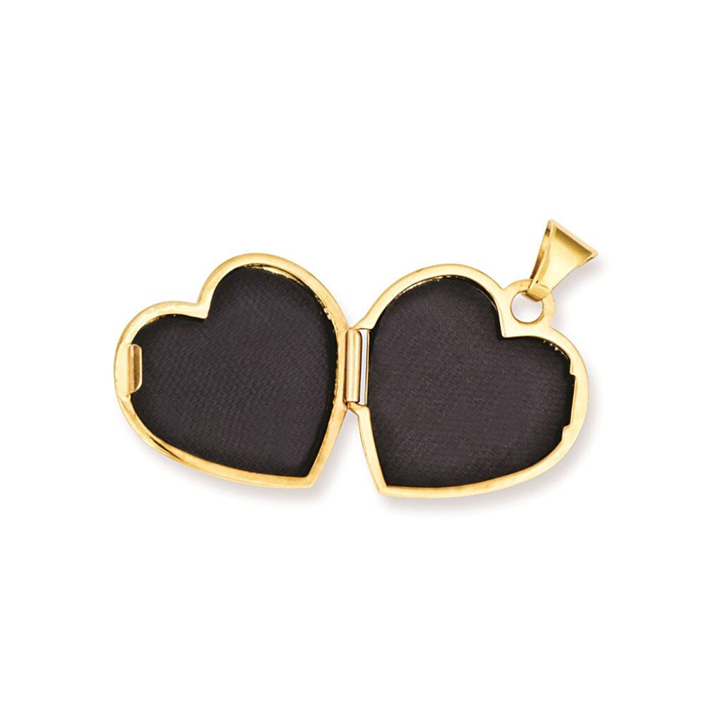14k Yellow Gold Plain 15mm Heart Locket Pendant for Women