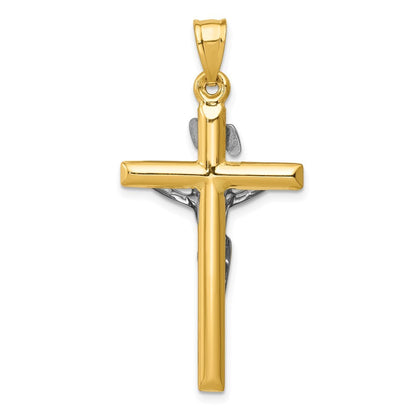 14k Two-tone Gold INRI Crucifix Pendant for Women