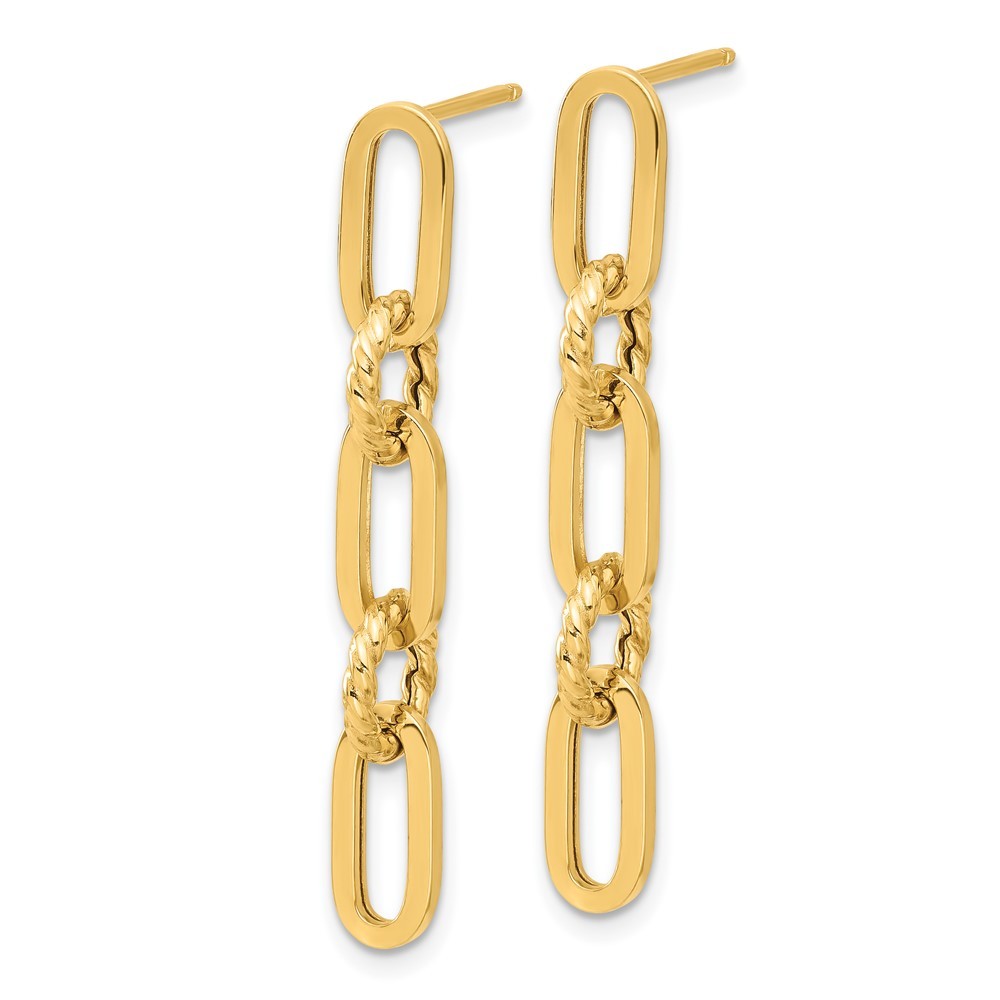 14k Yellow Gold Polished Chain Link Dangle Earrings