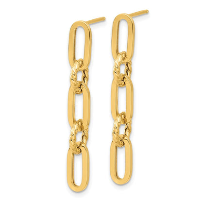14k Yellow Gold Polished Chain Link Dangle Earrings