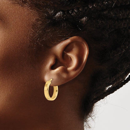 14k Yellow Gold Polished Hoop Earrings Gift for Women