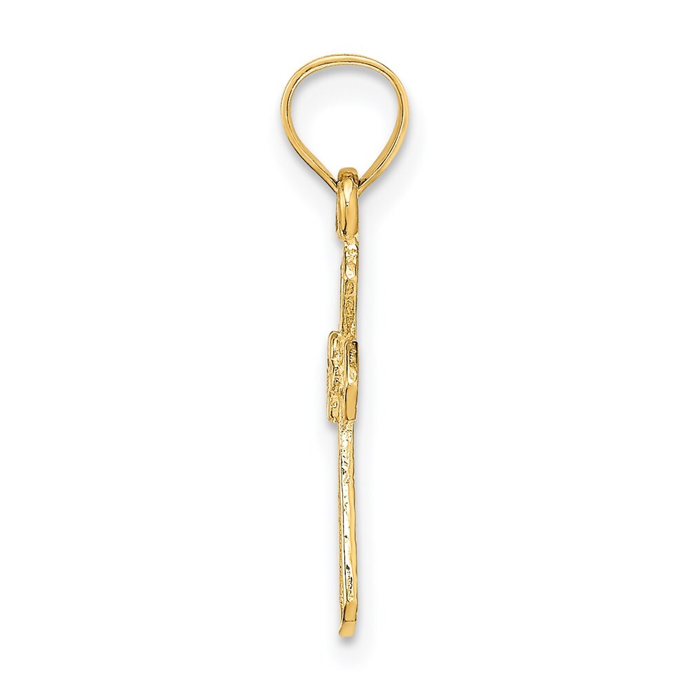 14k Yellow Gold Small Cross Flower Charm Pendant for Women