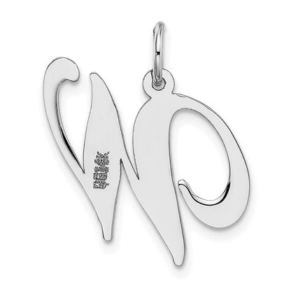 14k White Gold Large Fancy Script Letter W Initial Charm Pendant for Women