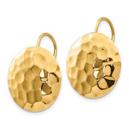 14k Yellow Gold Hammered Circle Earrings