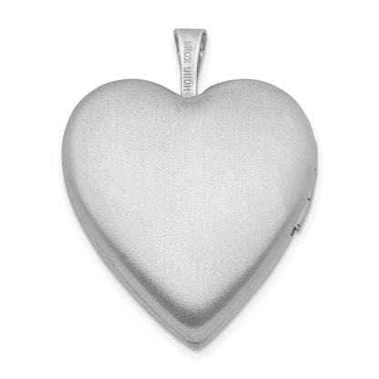 Sterling Silver Rhodium-plated Diamond Diamond-Cut Dove & Flower Heart Locket