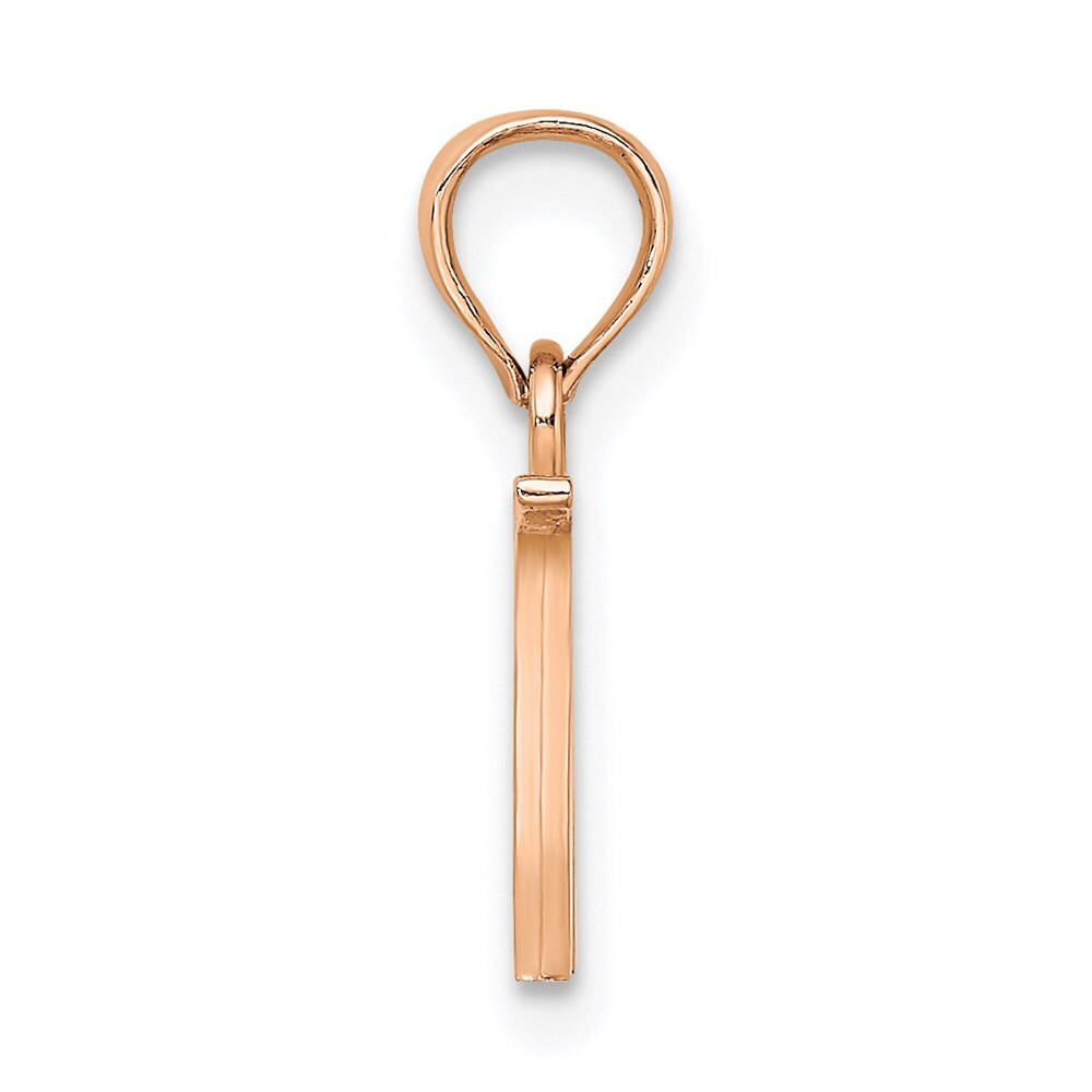 14k Rose Gold Polished Block Letter W Initial Pendant for Women