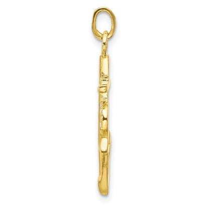 Sterling Silver Gold-tone Cross Cubic Zirconia Heart Anchor Pendant