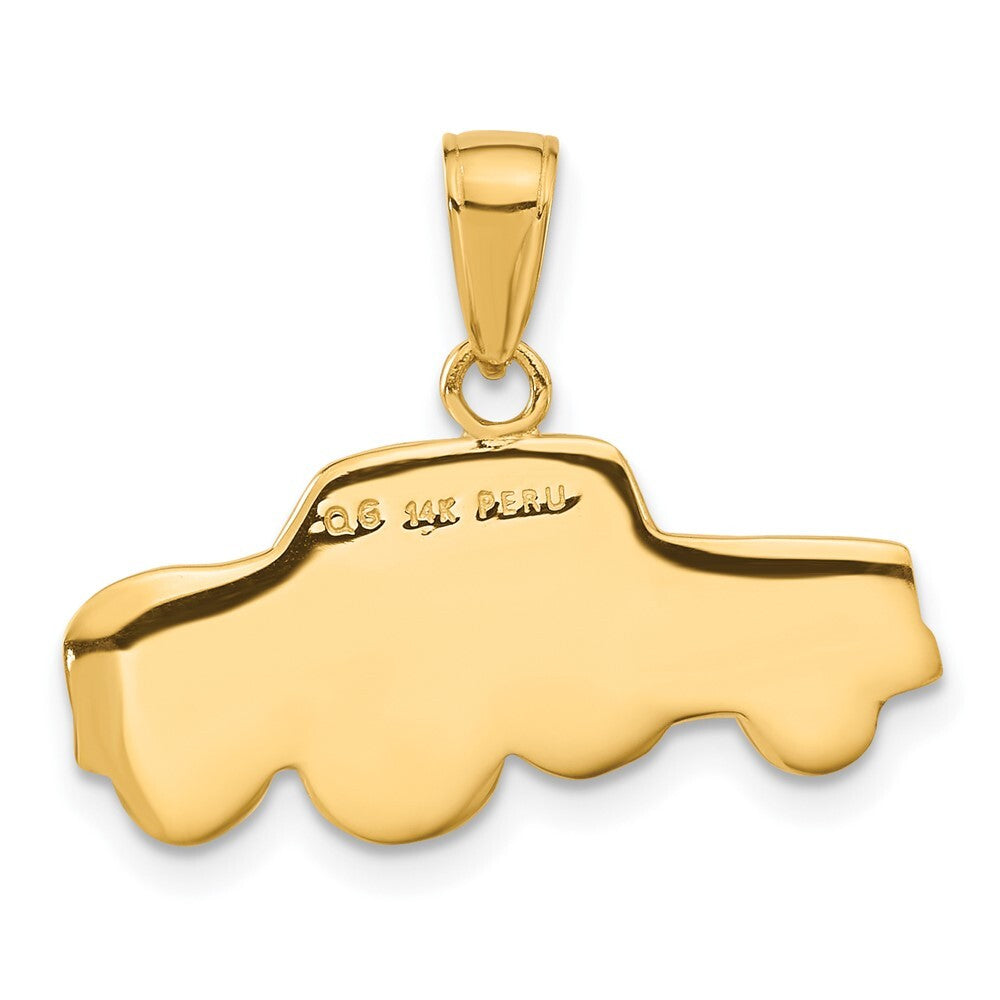 14k Yellow Gold Rhodium Pick-up Truck Pendant for Women