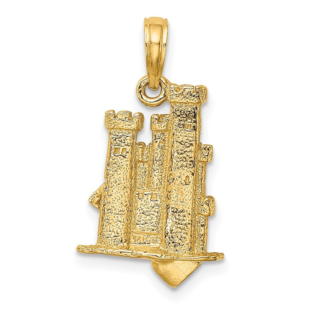 14k Yellow Gold 3-D Sand Castle Shovel Charm Pendant