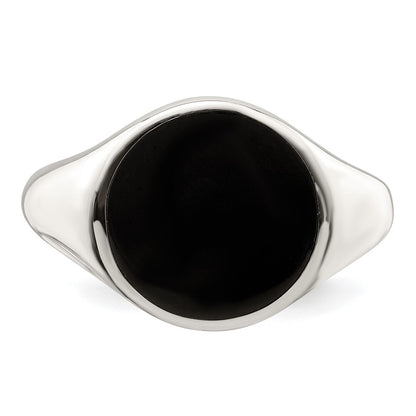 Sterling Silver Onyx Inlay Ring Size 6